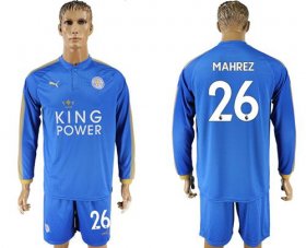 Wholesale Cheap Leicester City #26 Mahrez Home Long Sleeves Soccer Club Jersey