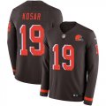 Wholesale Cheap Nike Browns #19 Bernie Kosar Brown Team Color Men's Stitched NFL Limited Therma Long Sleeve Jersey