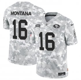 Men\'s San Francisco 49ers #16 Joe Montana 2024 F.U.S.E Arctic Camo Salute To Service Limited Stitched Football Jersey