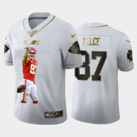 Cheap Kansas City Chiefs #87 Travis Kelce Nike Team Hero 4 Vapor Limited NFL 100 Jersey White Golden