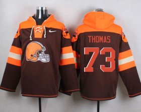 Wholesale Cheap Nike Browns #73 Joe Thomas Brown Player Pullover NFL Hoodie