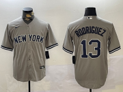 Cheap Men's New York Yankees #13 Alex Rodriguez Grey Cool Base Stitched Jersey