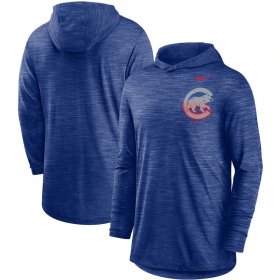 Wholesale Cheap Chicago Cubs Nike Split Logo Performance Long Sleeve Hoodie Top Royal