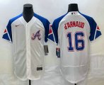 Wholesale Cheap Men's Atlanta Braves #16 Travis dArnaud White 2023 City Connect Flex Base Stitched Jersey