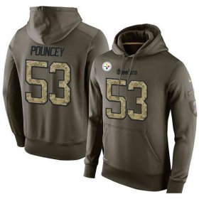 Wholesale Cheap NFL Men\'s Nike Pittsburgh Steelers #53 Maurkice Pouncey Stitched Green Olive Salute To Service KO Performance Hoodie