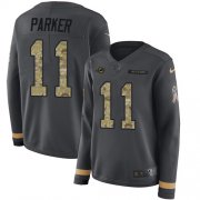 Wholesale Cheap Nike Dolphins #11 DeVante Parker Anthracite Salute to Service Women's Stitched NFL Limited Therma Long Sleeve Jersey