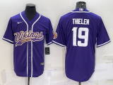 Wholesale Cheap Men's Minnesota Vikings #19 Adam Thielen Purple With Patch Cool Base Stitched Baseball Jersey