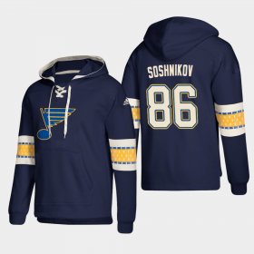 Wholesale Cheap St. Louis Blues #86 Nikita Soshnikov Blue adidas Lace-Up Pullover Hoodie