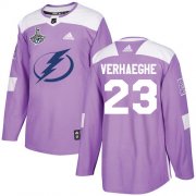 Cheap Adidas Lightning #23 Carter Verhaeghe Purple Authentic Fights Cancer 2020 Stanley Cup Champions Stitched NHL Jersey