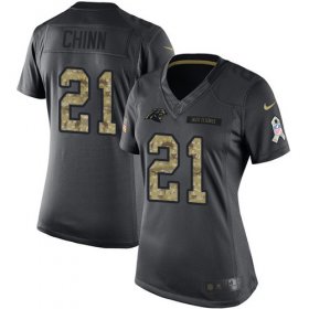 Wholesale Cheap Nike Panthers #21 Jeremy Chinn Black Women\'s Stitched NFL Limited 2016 Salute to Service Jersey