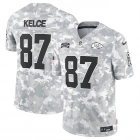 Men\'s Kansas City Chiefs #87 Travis Kelce 2024 Arctic Camo Salute To Service Limited Stitched Football Jersey