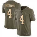 Wholesale Cheap Nike Cowboys #4 Dak Prescott Olive/Gold Men's Stitched NFL Limited 2017 Salute To Service Jersey