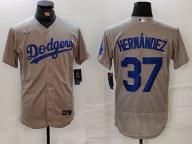 Men\'s Los Angeles Dodgers #37 Teoscar Hernandez Grey Flex Base Stitched Jersey