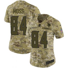 Wholesale Cheap Nike Vikings #84 Randy Moss Camo Women\'s Stitched NFL Limited 2018 Salute to Service Jersey