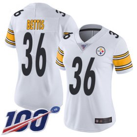 Wholesale Cheap Nike Steelers #36 Jerome Bettis White Women\'s Stitched NFL 100th Season Vapor Limited Jersey