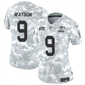 Cheap Women\'s Green Bay Packers #9 Christian Watson 2024 F.U.S.E Arctic Camo Salute To Service Limited Stitched Football Jersey(Run Small)