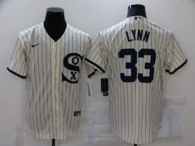 Wholesale Cheap Men\'s Chicago White Sox #33 Lance Lynn 2021 Cream Field of Dreams Name Cool Base Stitched Nike Jersey