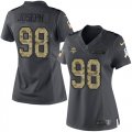 Wholesale Cheap Nike Vikings #98 Linval Joseph Black Women's Stitched NFL Limited 2016 Salute To Service Jersey