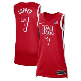 Cheap Women\'s USA Basketball #7 Kahleah Copper Red 2024 Swingman Stitched Jersey