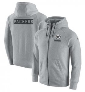 Wholesale Cheap Men\'s Green Bay Packers Nike Ash Gridiron Gray 2.0 Full-Zip Hoodie