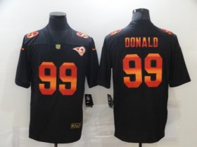 Wholesale Cheap Men\'s Los Angeles Rams #99 Aaron Donald Black Red Orange Stripe Vapor Limited Nike NFL Jersey