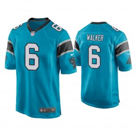 Wholesale Cheap Men\'s Carolina Panthers #6 P.J. Walker Blue Game Nike Jersey