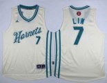 Wholesale Cheap Men's Charlotte Hornets #7 Jeremy Lin Revolution 30 Swingman 2015 Christmas Day Cream Jersey