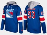 Wholesale Cheap Rangers #93 Mika Zibanejad Blue Name And Number Hoodie