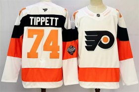 Cheap Men\'s Philadelphia Flyers #74 Owen Tippett White 2024-25 With A Patch Stitched Jersey