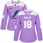 Cheap Adidas Lightning #18 Ondrej Palat Purple Authentic Fights Cancer Women's 2020 Stanley Cup Champions Stitched NHL Jersey