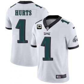 Wholesale Cheap Men\'s Eagles 2022 #1 Jalen Hurts White With 2-star C Patch Vapor Untouchable Limited Stitched NFL Jersey