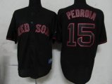 Wholesale Cheap Red Sox #15 Dustin Pedroia Black Fashion Stitched MLB Jersey