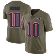 Wholesale Cheap Nike Patriots #10 Josh Gordon Olive Men's Stitched NFL Limited 2017 Salute To Service Jersey