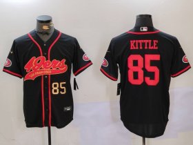 Cheap Men\'s San Francisco 49ers #85 George Kittle Black With Patch Cool Base Stitched Baseball Jersey