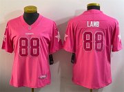 Cheap Womens Dallas Cowboys #88 CeeDee Lamb Pink Vapor Untouchable Limited Stitched Football Jersey(Run Small)