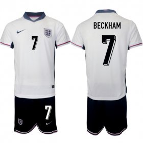 Cheap Men\'s England #7 Beckham 2024-25 White Home Soccer Jersey Suit