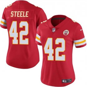 Cheap Women\'s Kansas City Chiefs #42 Carson Steele Red Vapor Untouchable Limited Stitched Jersey(Run Small)