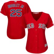 Wholesale Cheap Red Sox #25 Jackie Bradley Jr Red Alternate Women's Stitched MLB Jersey