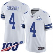 Wholesale Cheap Nike Cowboys #4 Dak Prescott White Men's Stitched With Established In 1960 Patch NFL 100th Season Vapor Untouchable Limited Jersey