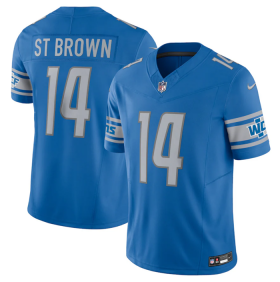 Wholesale Cheap Men\'s Detroit Lions #14 Amon-Ra St. Brown Blue 2023 F.U.S.E. Vapor Untouchable Limited Stitched Jersey