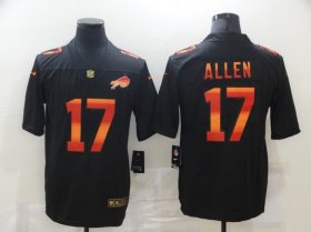 Wholesale Cheap Men\'s Buffalo Bills #17 Josh Allen Black Red Orange Stripe Vapor Limited Nike NFL Jersey