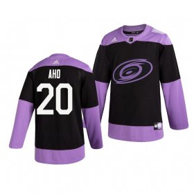 Wholesale Cheap Carolina Hurricanes #20 Sebastian Aho Adidas Men\'s Hockey Fights Cancer Practice NHL Jersey Black