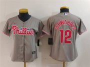 Cheap Women's Philadelphia Phillies #12 Kyle Schwarber Gray Cool Base Stitched Baseball Jersey(Run Small)