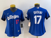 Cheap Women's Los Angeles Dodgers #17 Shohei Ohtani Number Blue 2021 City Connect Cool Base Stitched Jersey