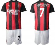 Wholesale Cheap Men 2020-2021 club AC milan home 7 red Soccer Jerseys