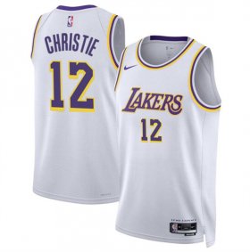 Men\'s Los Angeles Lakers #12 Max Christie White 2024 Association Edition Stitched Basketball Jersey