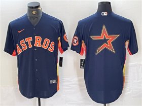 Cheap Mens Houston Astros Navy Team Big Logo With Patch Cool Base Stitched Baseball Jersey