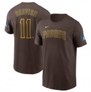 Cheap Men's San Diego Padres #11 Yu Darvish Brown 2024 World Tour Seoul Series Name & Number T-Shirt