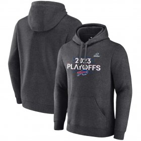 Cheap Men\'s Buffalo Bills Heather Charcoal 2023 Playoffs Fleece Pullover Hoodie