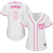 Wholesale Cheap Nationals #6 Anthony Rendon White/Pink Fashion Women's Stitched MLB Jersey